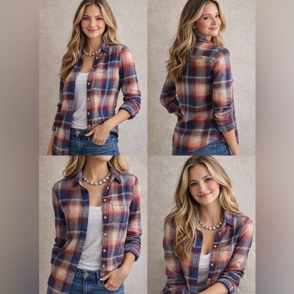AMERICAN EAGLE OUTFITTERS Plaid Shirt Size Small Cotton Long Sleeves